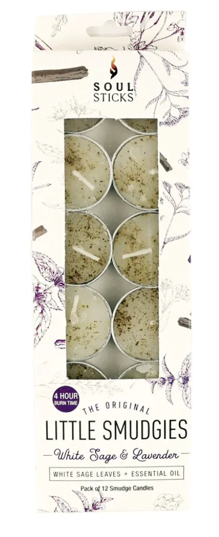 Soul Sticks White Sage & Lavender 12pk Smudge Soy T-Light Candle