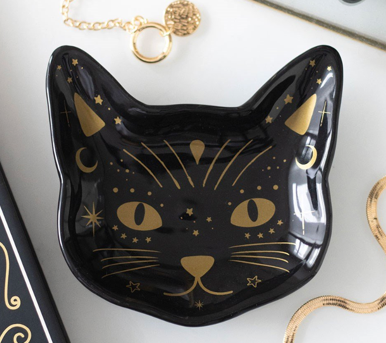 Magic Black Cat Face Trinket Dish