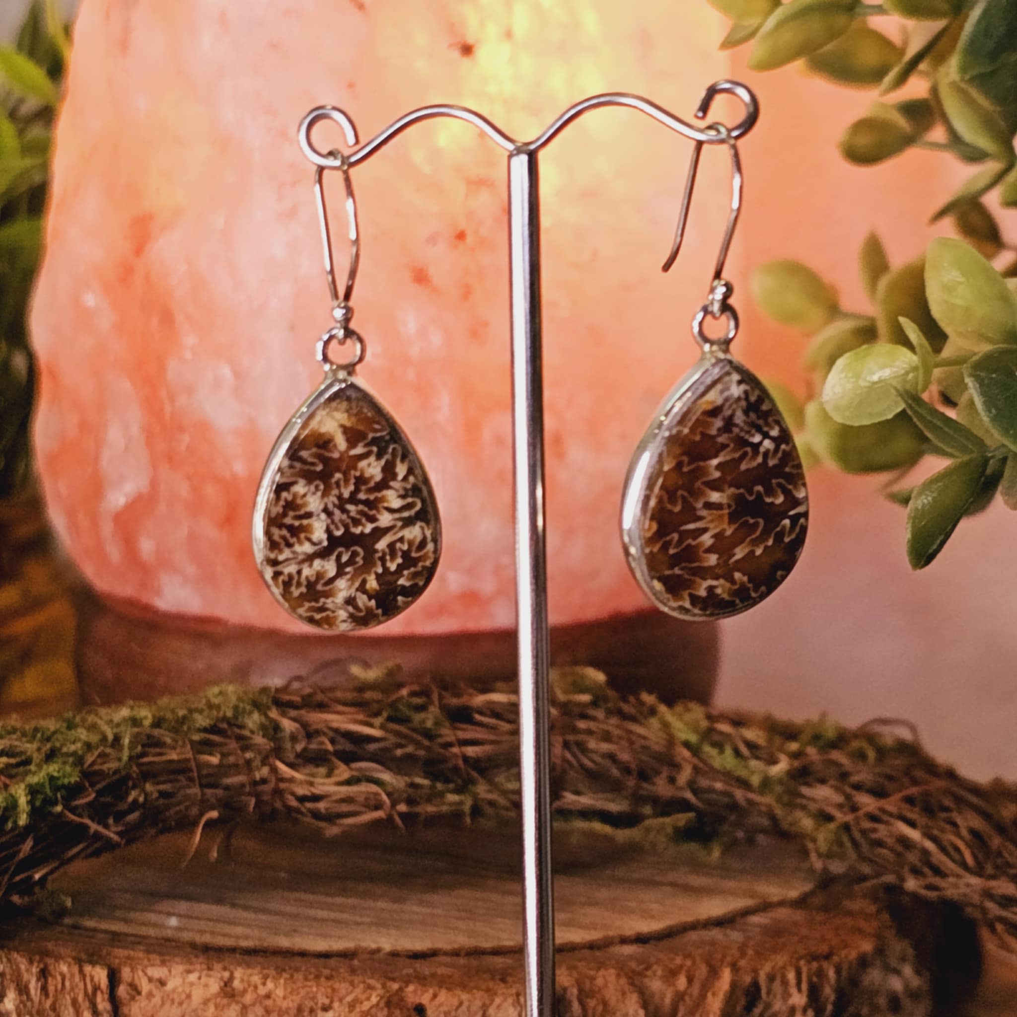 Dendritic Agate Sterling Silver Earrings