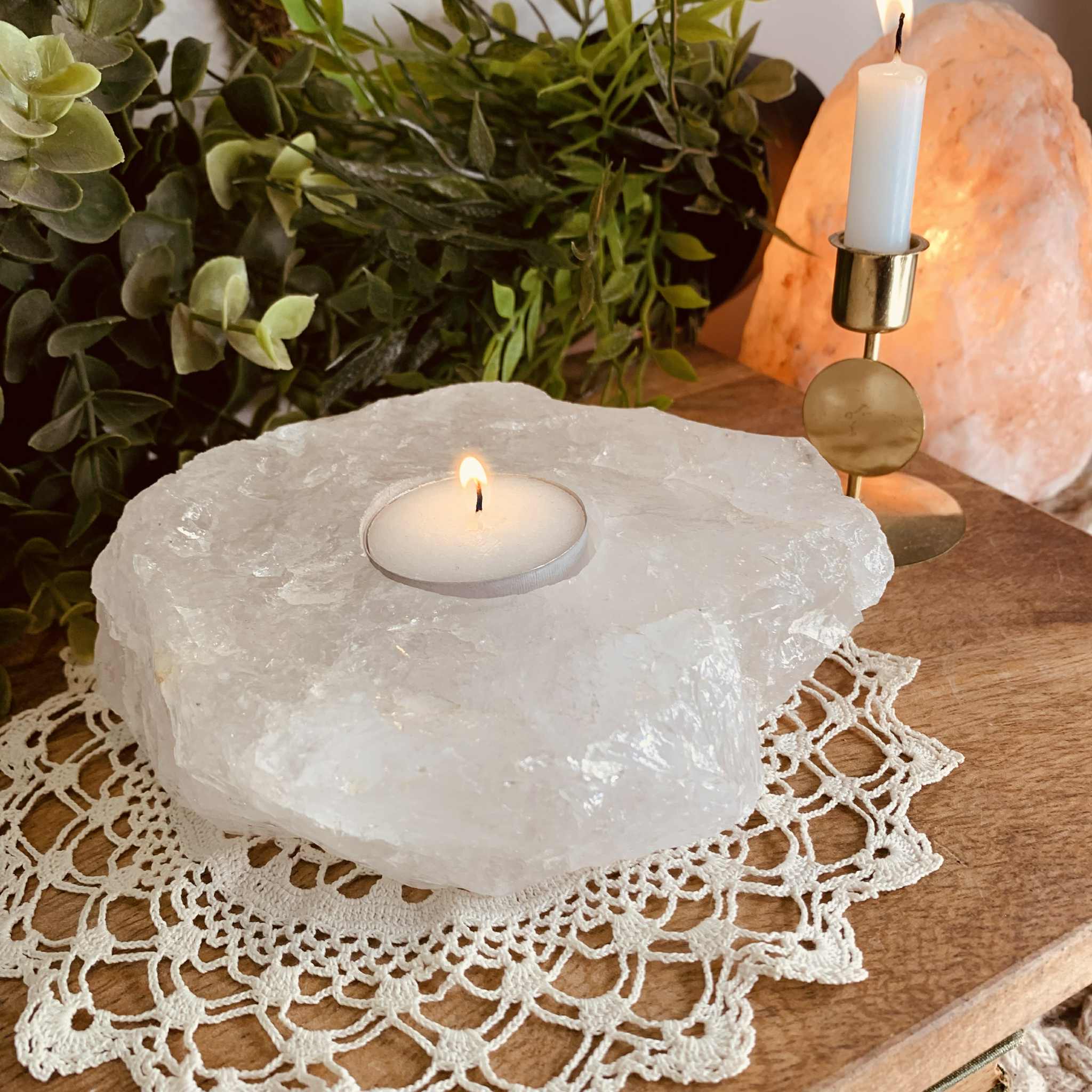 Clear Quartz Tealight Candle