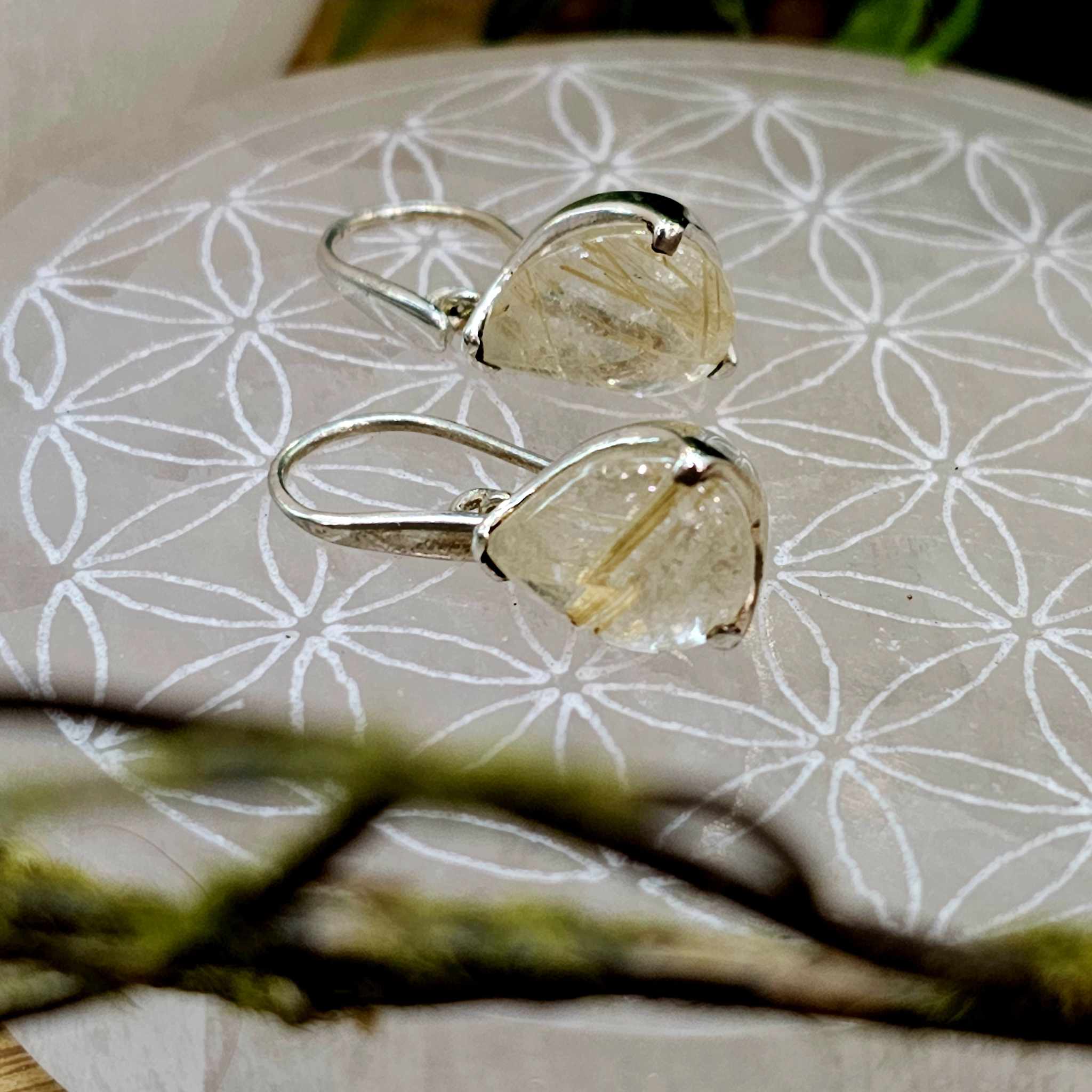 Rutilated Quartz - Angel Hair Sterling Silver Earrings