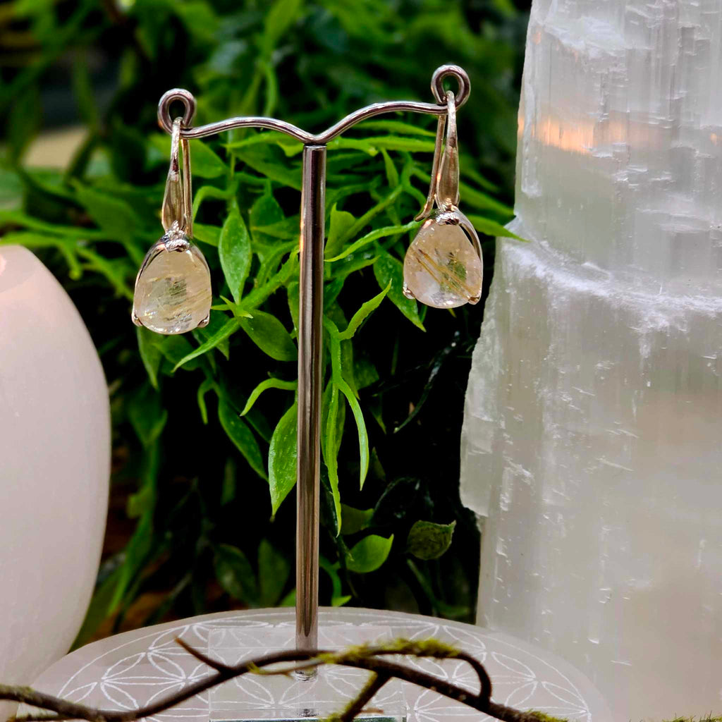 Rutilated Quartz - Angel Hair Sterling Silver Earrings