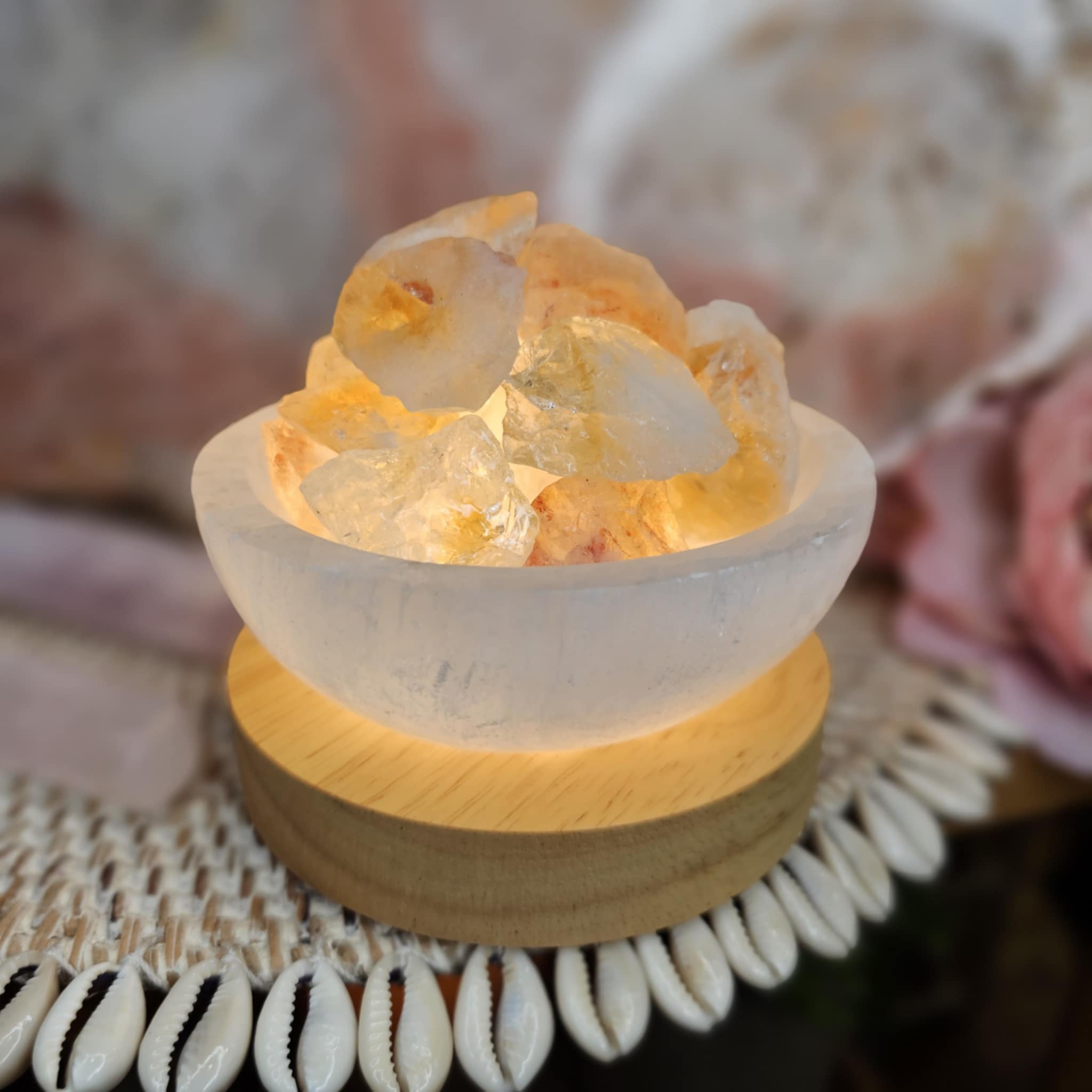 Selenite Bowl and Raw Citrine