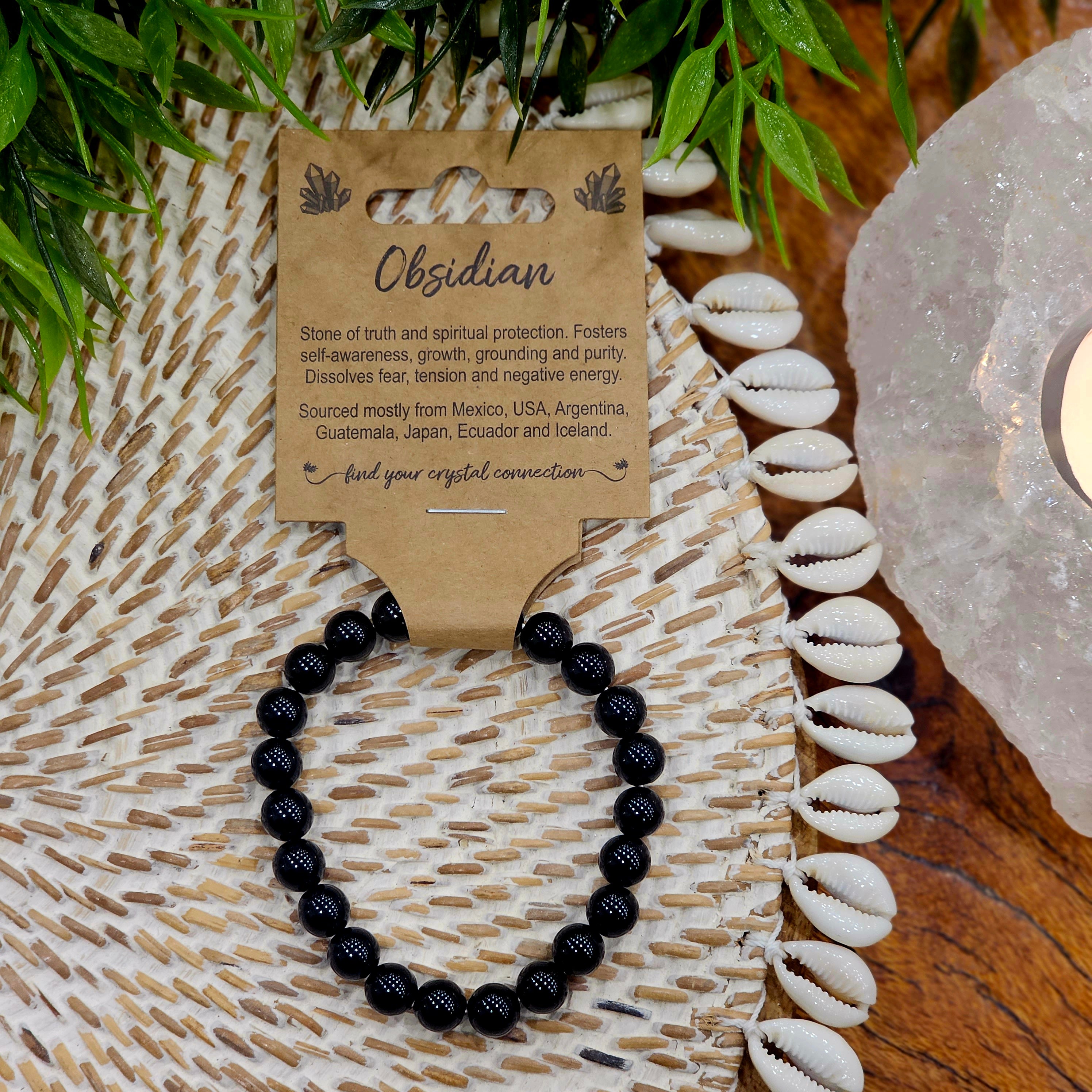 Black Obsidian Crystal Bracelet Medium