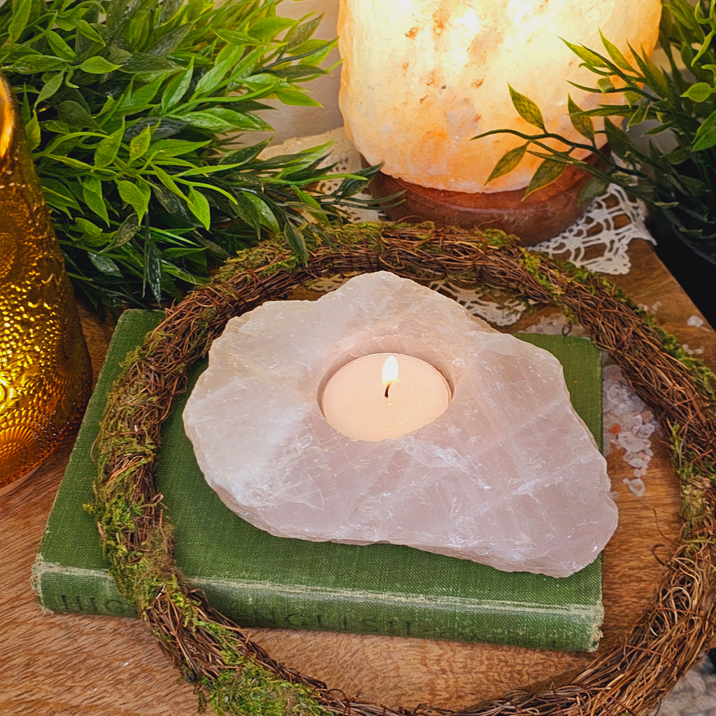 Rose Quartz Candle Holder