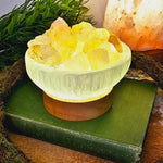 Selenite Bowl and Raw Citrine Light