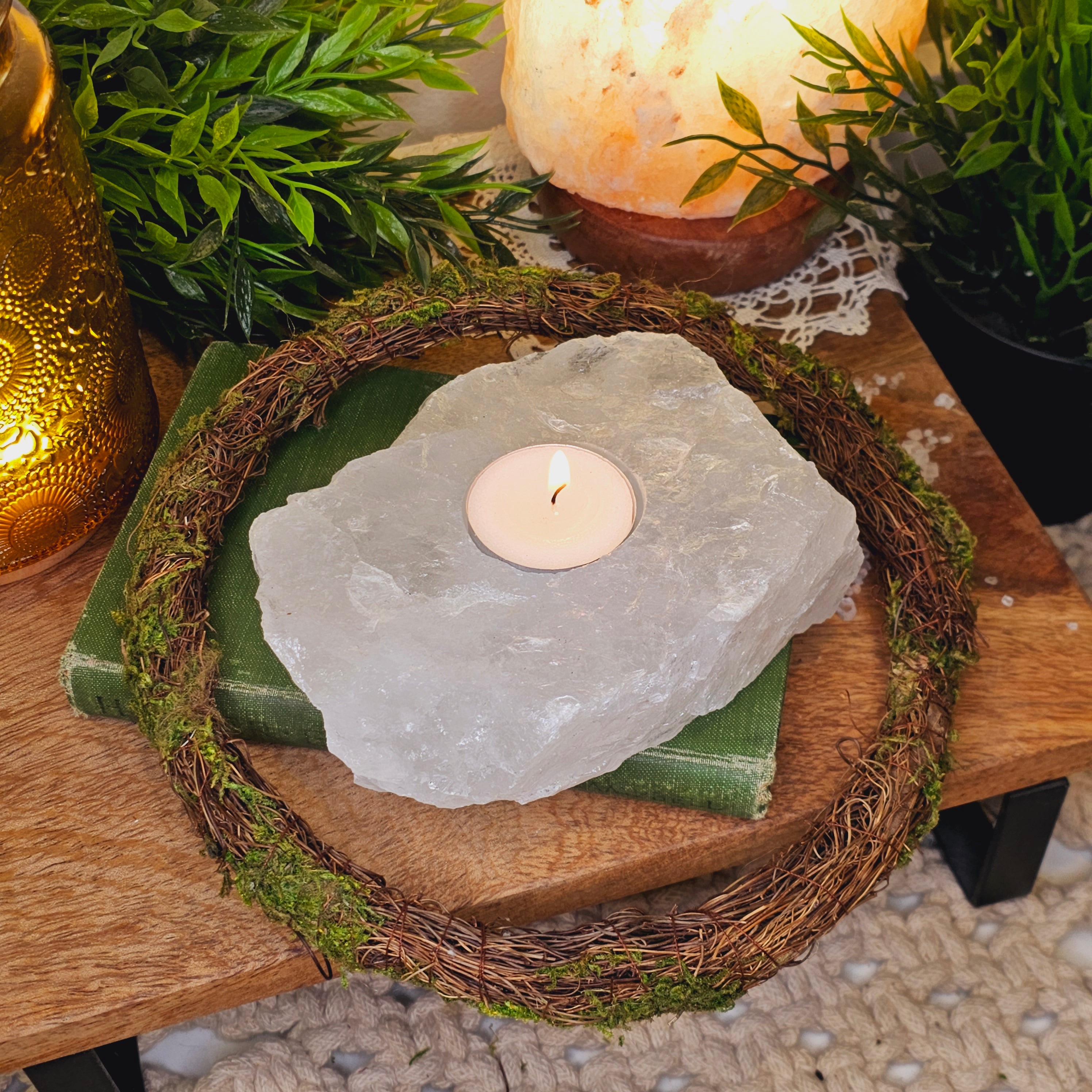 Clear Quartz Candle Holder