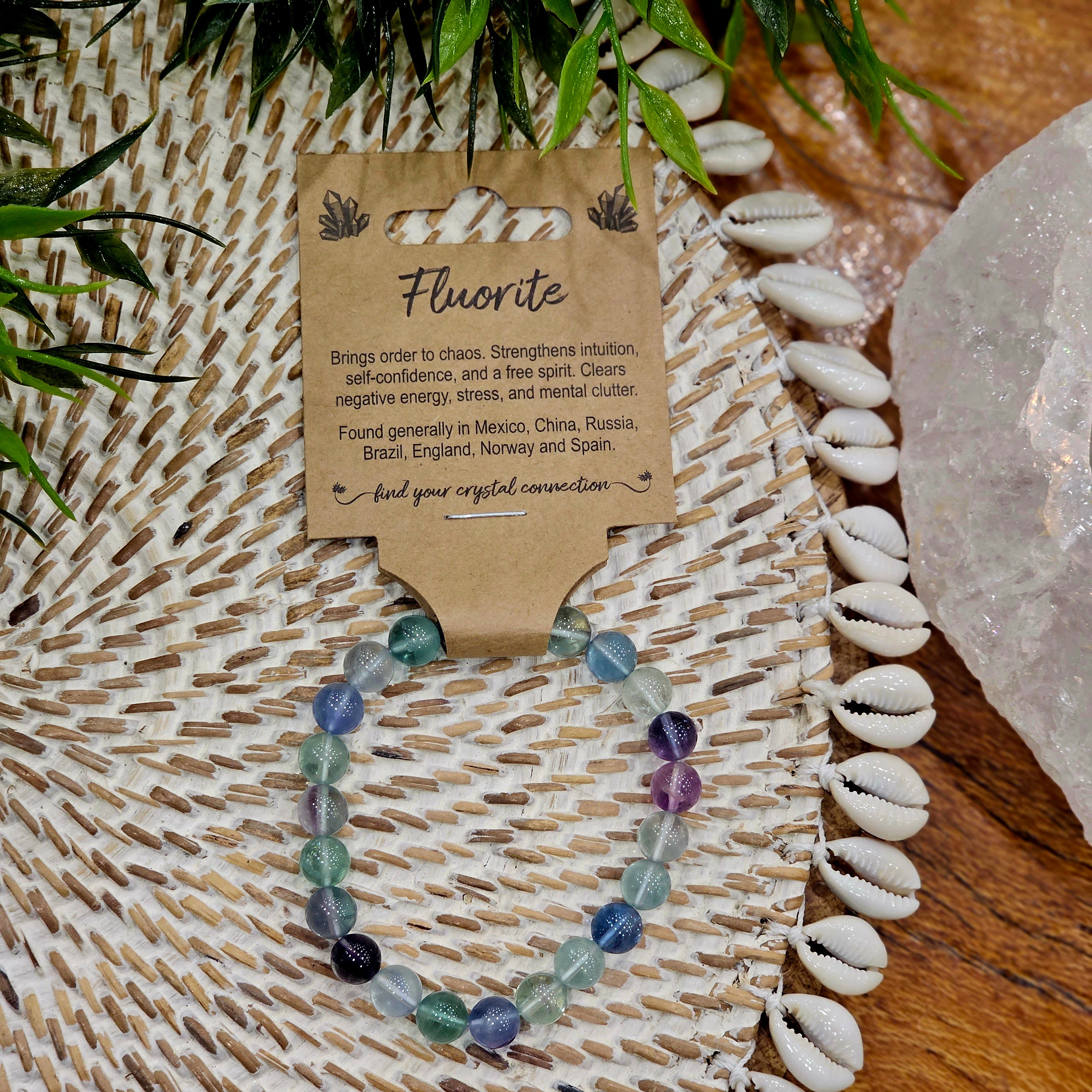 Fluorite Crystal Bead Bracelet Medium