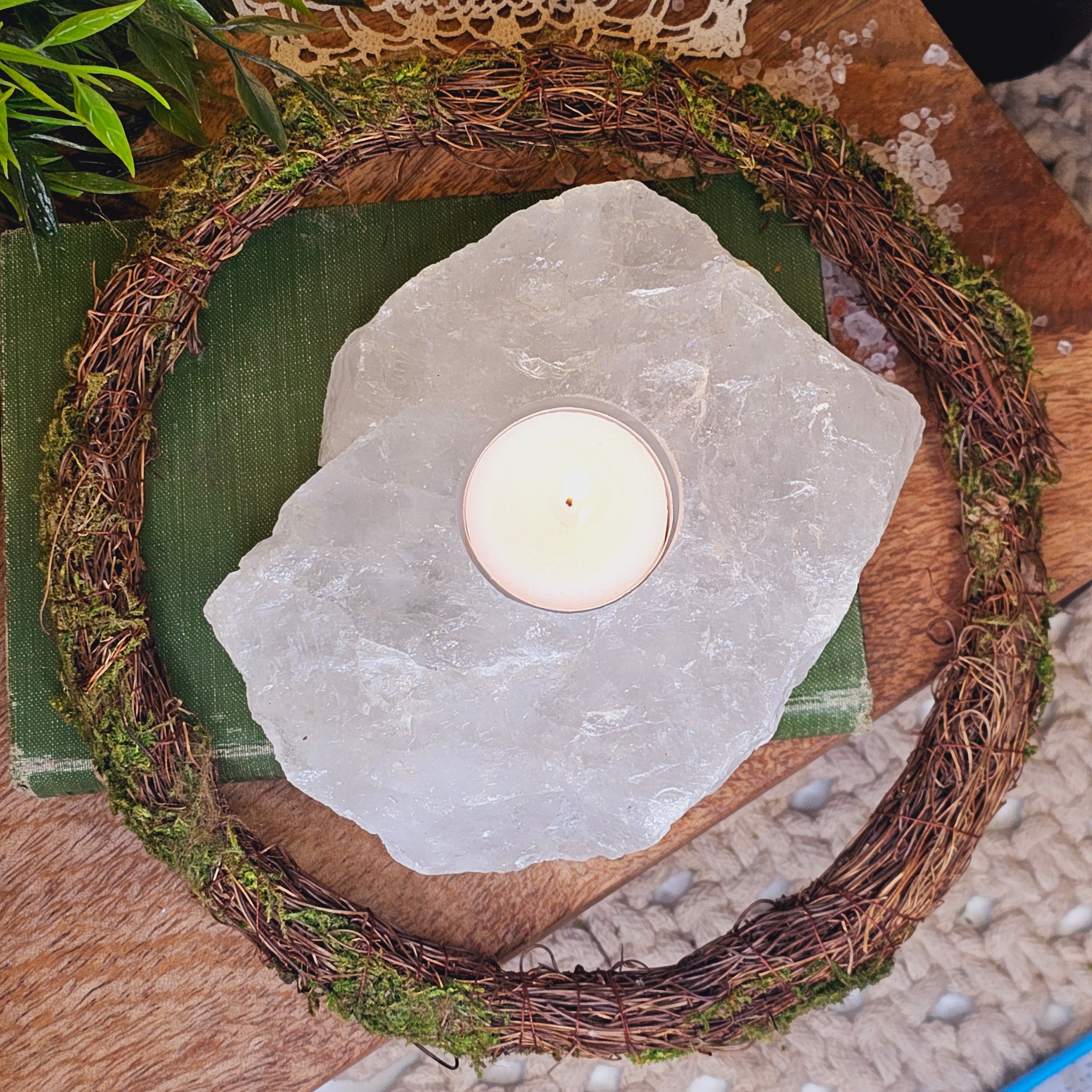Clear Quartz Candle Holder