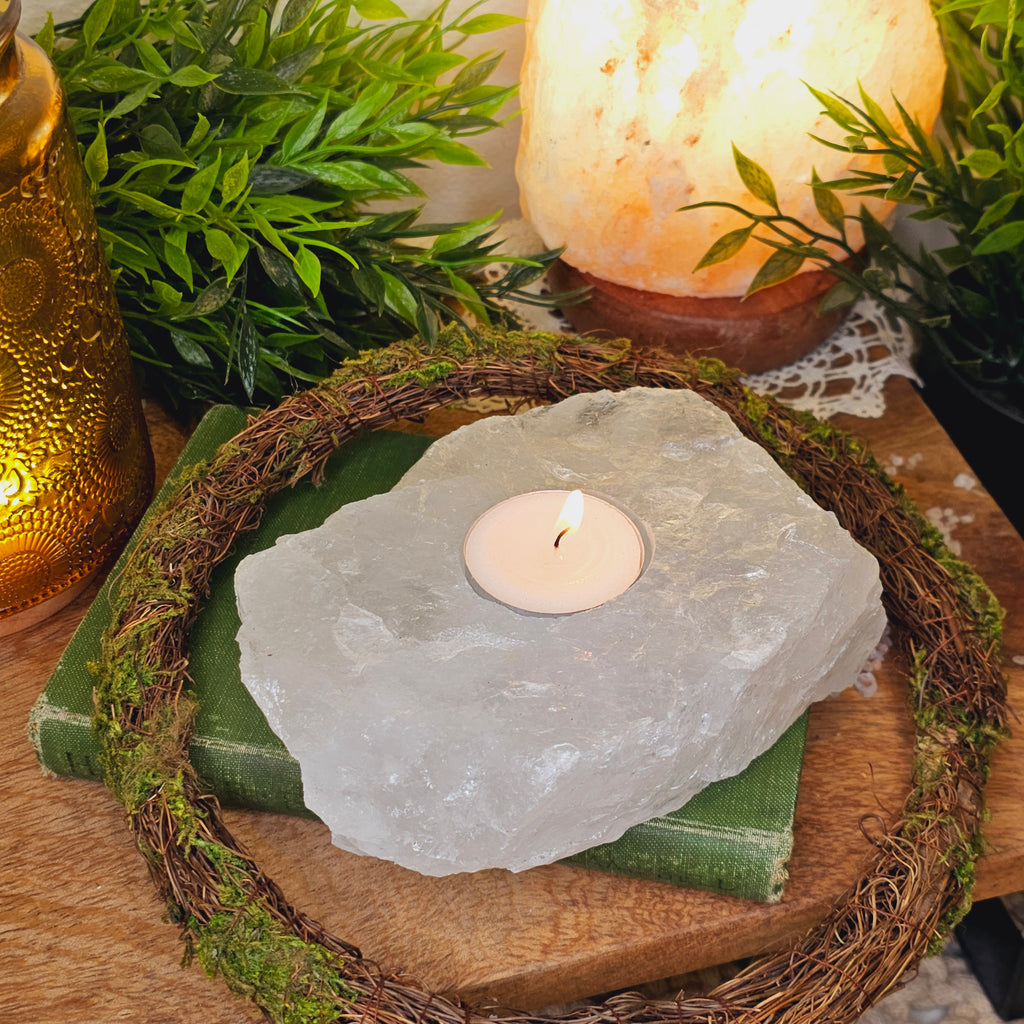 Clear Quartz Candle Holder