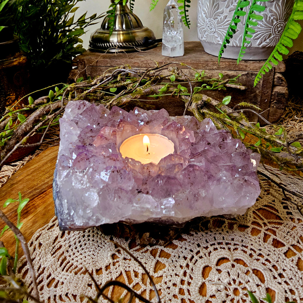 Amethyst Cluster Tea Light Candle Holder
