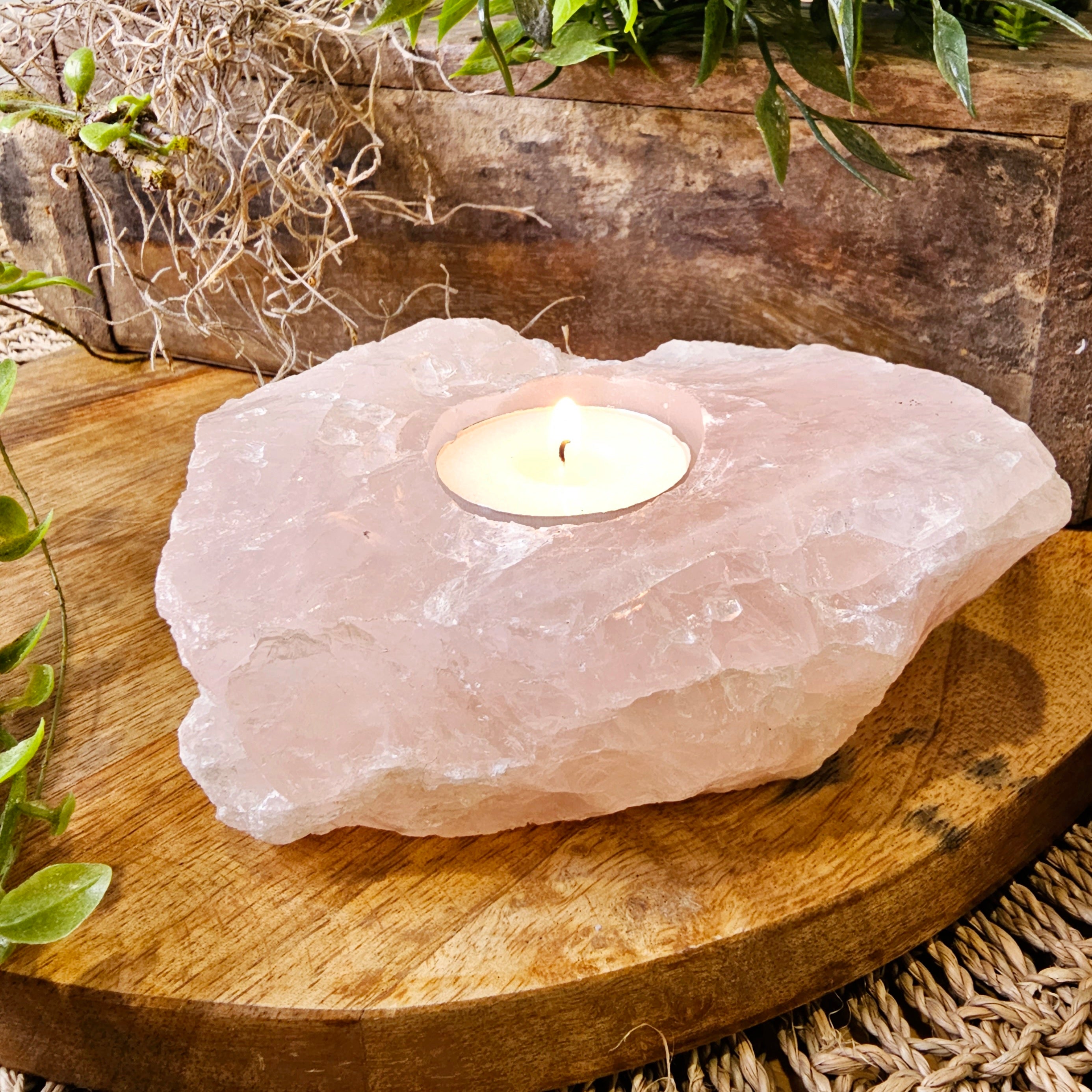 Rose Quartz tea Lite Candle Holder