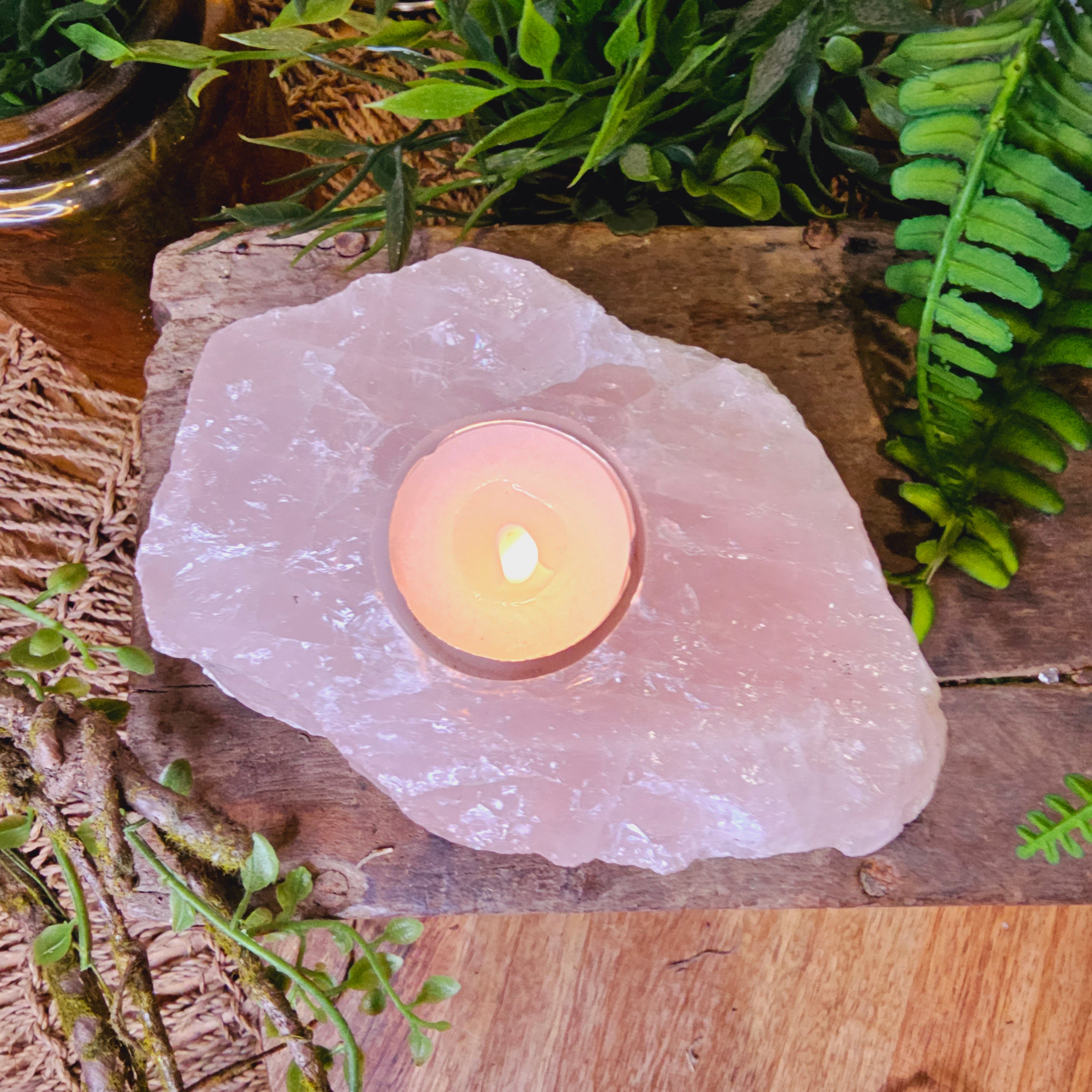 Rose Quartz tea Lite Candle Holder