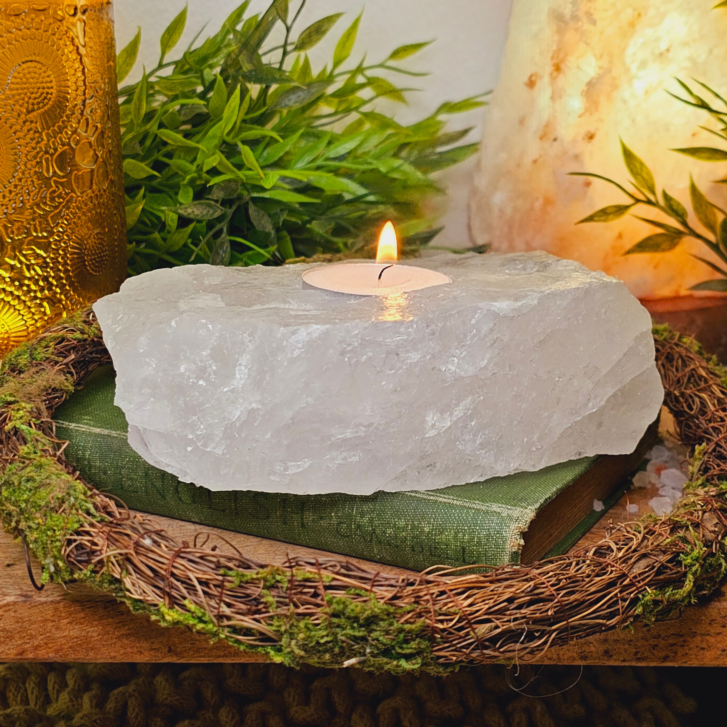 Clear Quartz Candle Holder