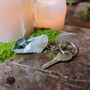 Raw Clear Quartz Keyring